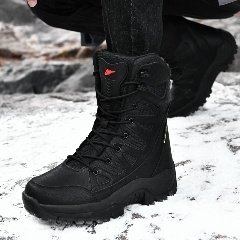 Outdoor Hunting Boots For Men - Men Motorcycle Tactical Boots Lace Up